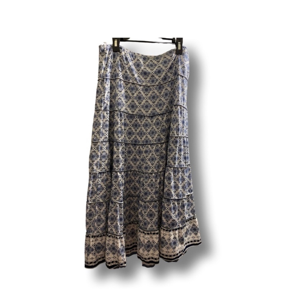 Max Edition Maxi Skirt Blue and White Pattern